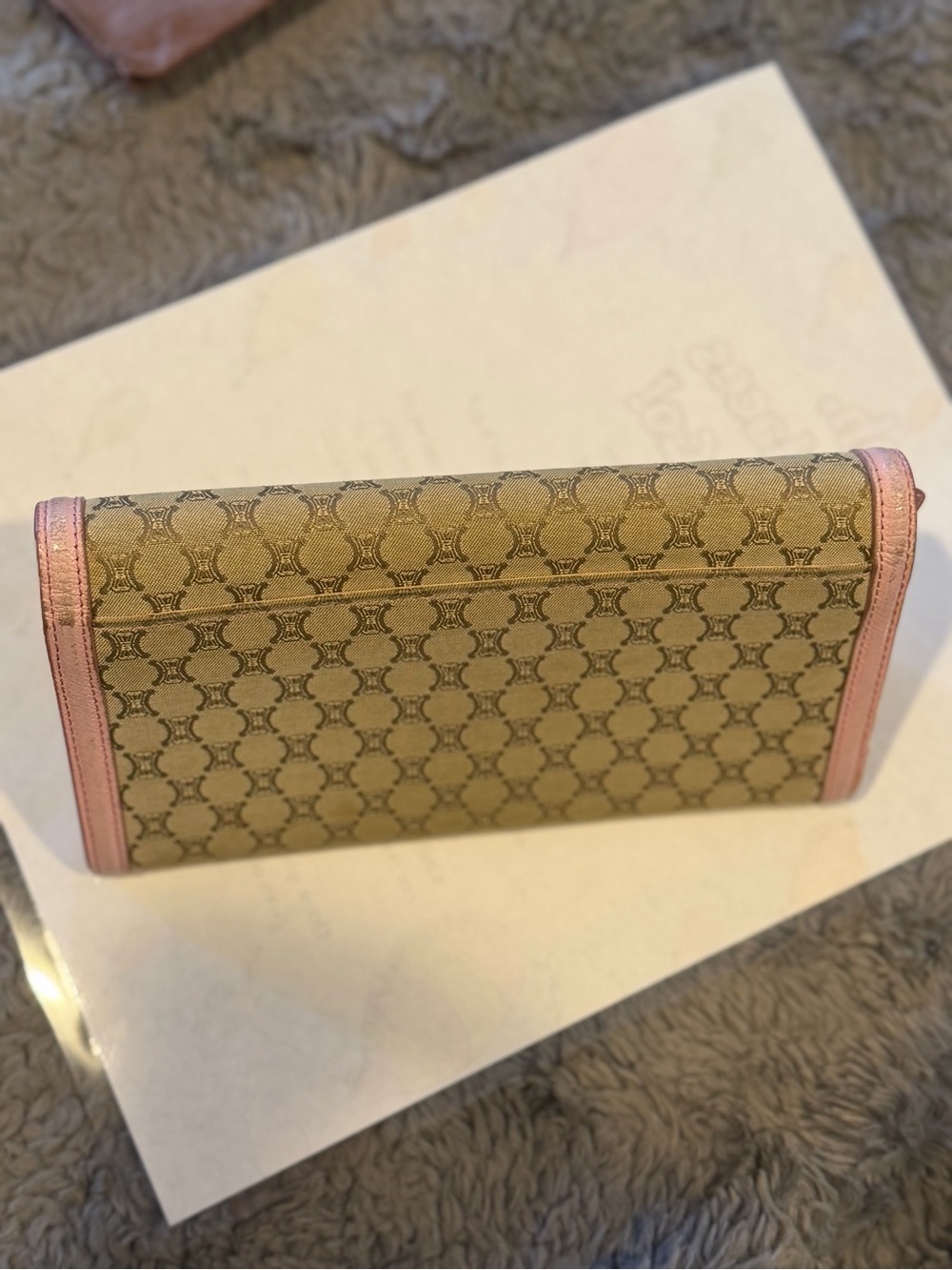 Celine Beige Brown Macadam Canvas Long Wallet with Pink Trim EUC - Picture 7 of 15